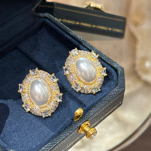T Classy Zircon Bông tai ngọc trai sang trọng nhẹ nhàng phong cách mới
