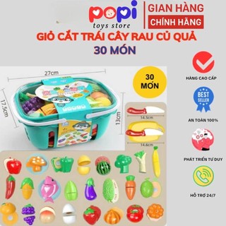 Đồ Chơi Cắt Hoa Quả Và Rau Củ 30 Món, Set Cắt Trái Cây Bằng Nhựa ABS An Toàn Cho Bé