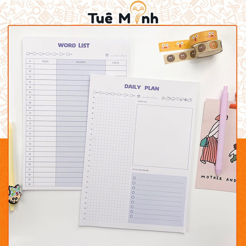 Tập giấy note học từ vựng, lập kế hoạch khổ B5 NO42 gồm 30 tờ ghi chú ...