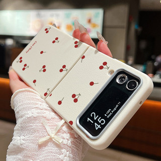Ốp Họa Tiết Anh Đào Cho Samsung Galaxy Z Flip7 Flip6 Flip5 Flip4 Flip3 Flip 7 6 5 4 3 5G Họa Tiết Da Mềm TPU Gấp Điện Thoại