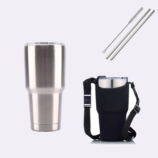 Ly Giữ Nhiệt Thái Lan 900ml Kèm Túi Xách, 2 Ống Hút Và Cọ Rửa.