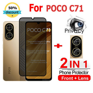 2 in 1 Kính cường lực POCO C71 cường lực bảo vệ chống gián điệp bảo vệ màn hình phủ đầy đủ cho Xiaomi 15 14 Ultra 14T Redmi Note 14 13 Pro Plus 13X 14C 13C 12C A5 A3 Plus POCO F7 X7 M7 C71 C75 Pro 5G Glass Film Camera Protecto
