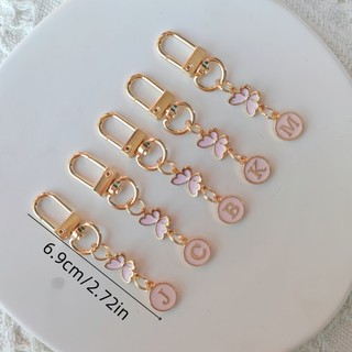 1 Móc Khóa Men Bướm & Bảng Chữ Cái Thanh Lịch, Nhẫn Chìa Khóa Hợp Kim Động Vật Ban Đầu A-Z, Kim Loại Nữ Móc Khóa Trang Trí