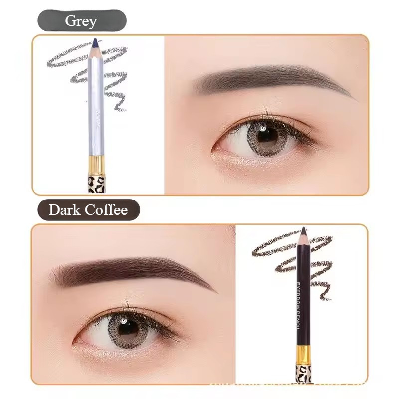Bút chì kẻ mày hai đầu 5 màu có bàn chải - Dụng cụ trang điểm hình xăm màu đen nâu chống thấm nước