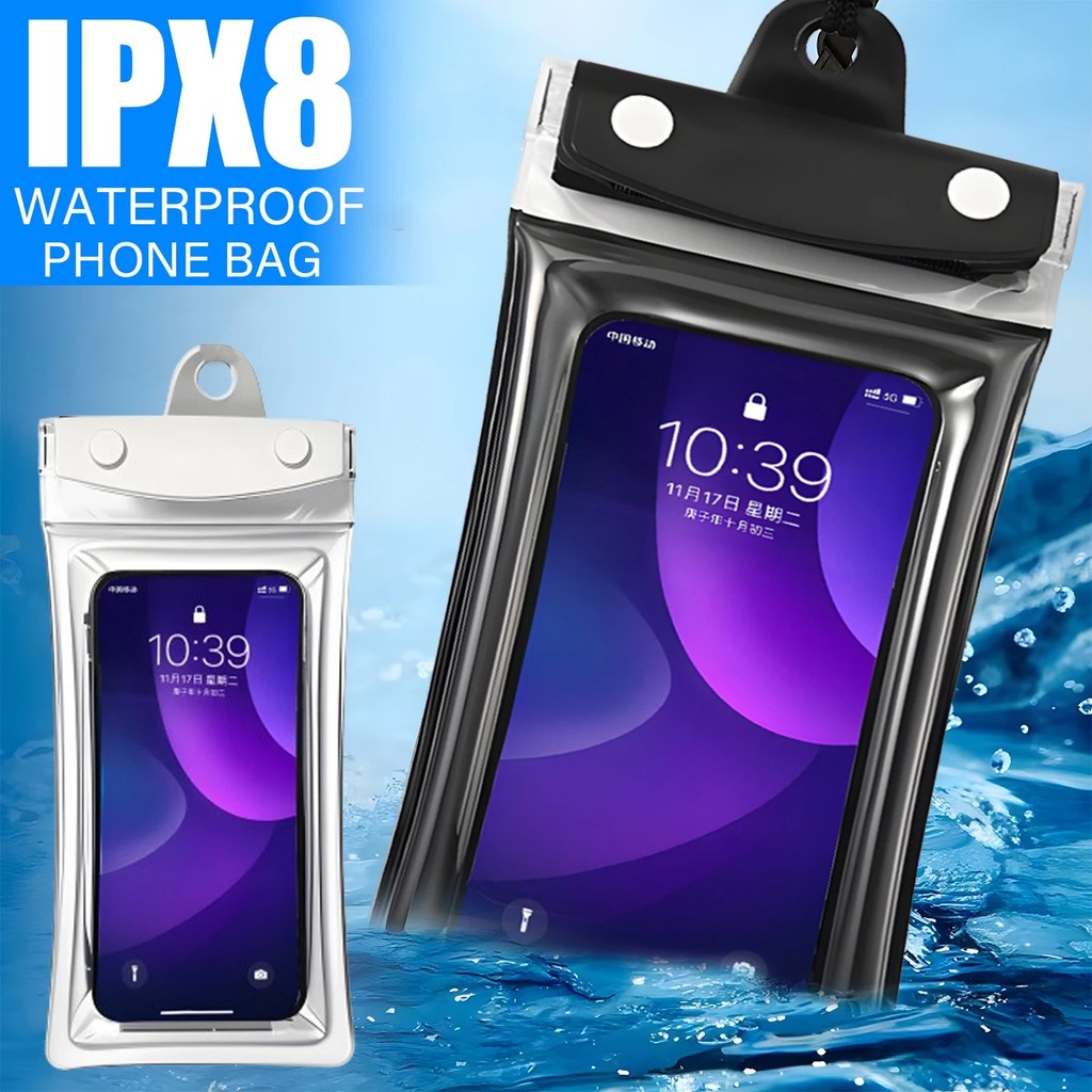 1 / 2 Túi đựng điện thoại chống nước trong suốt đa năng - Túi nhựa PVC có khóa IPX8 cho điện thoại dưới 6,8 inch
