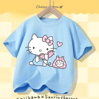 2025 Hello Kitty Bé Gái Mùa Hè Áo Thun Bé Trai Hoạt Hình In Tee Tay Ngắn