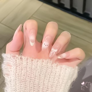 IOIIK -- Glossy Pink Press On Nails in hình mèo Prevailing Natural Look Press-On Nail Set để mua sắm du lịch hẹn hò