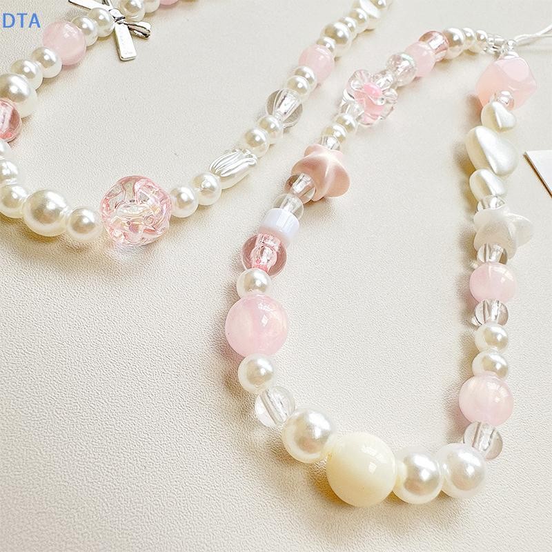 Dta Ngọc Trai Tình Yêu Mặt Dây Chuyền Móc Khóa Đính Hạt Dây Điện Thoại Trang Trí Phụ Kiện Quà Tặng Ngăn Ngừa Mất Điện Thoại Di Động Dây PO