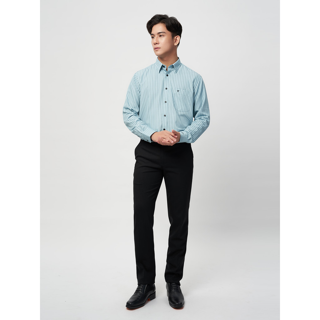 Sơmi dài tay vạt tròn VIETTIEN vải sợi hoa hồng phom regular VT00000227