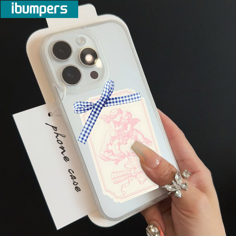 ibumpers Ốp Lưng IPhone Họa Tiết Thỏ Nơ Dễ Thương Đẹp Ốp Điện Thoại Trong Suốt Nhám Mờ TPU Mỏng Chống Sốc Chống Bẩn Cho IPhone 16 15 14 12 13 11 Pro Max IP 7 8 Plus X XS XR
