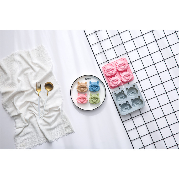 4 Khoang Alpaca Mô Hình Khuôn Silicon Mousse Bánh Epoxy Tráng Miệng Pudding Socola Thơm Thạch Cao Xà Phòng Handmade DIY Dụng Cụ Nướng