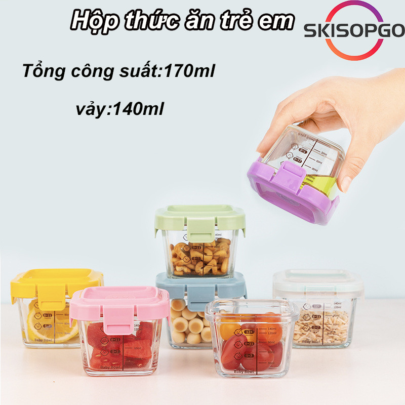 【SKISOPGO】Hộp thuỷ tinh trữ đông，Hộp cơm giữ tươi cao cấp，Cốc nấu cháo cho bé，Hộp giòn cấp thực phẩm， có van thoát khí