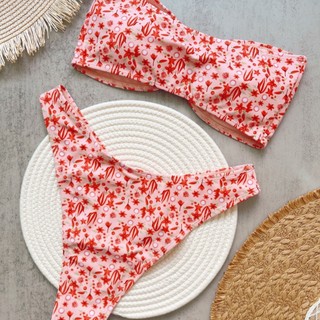 Đồ Bơi Nữ Hoa Hồng Bandeau Kim Loại Rỗng Ra Hai Mảnh Bikini Đồ Bơi