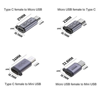 Charmantcc1 Micro Usb sang Mini Usb Type-C Bộ chuyển đổi Usb-C Nữ sang Micro Usb Nam