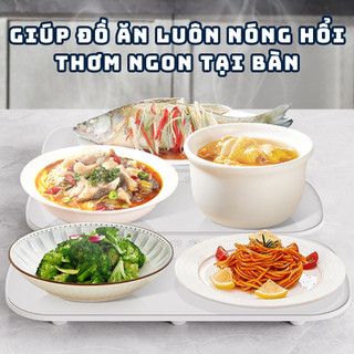 Đế Hâm Nóng Đồ Ăn nhanh chóng kèm đế điện dụng, Khay Hâm Nóng Thức Ăn Mặt Kính Cường Lực Chắc Chắn