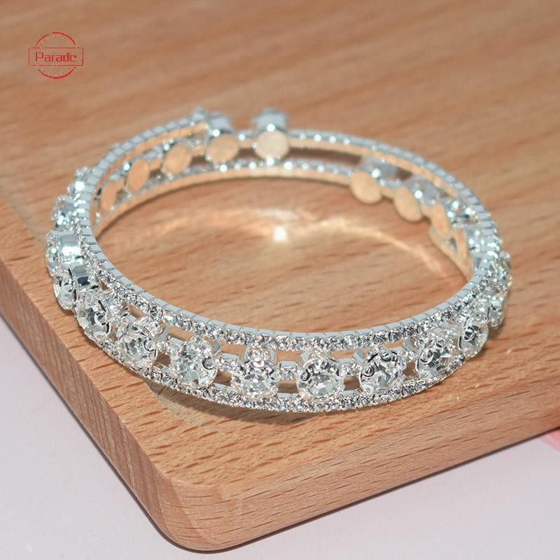 Vòng tay pha lê thời trang diễu hành dành cho nữ Vòng tay cưới Trang sức tay nhiều lớp Vòng tay đính đá cô dâu VN