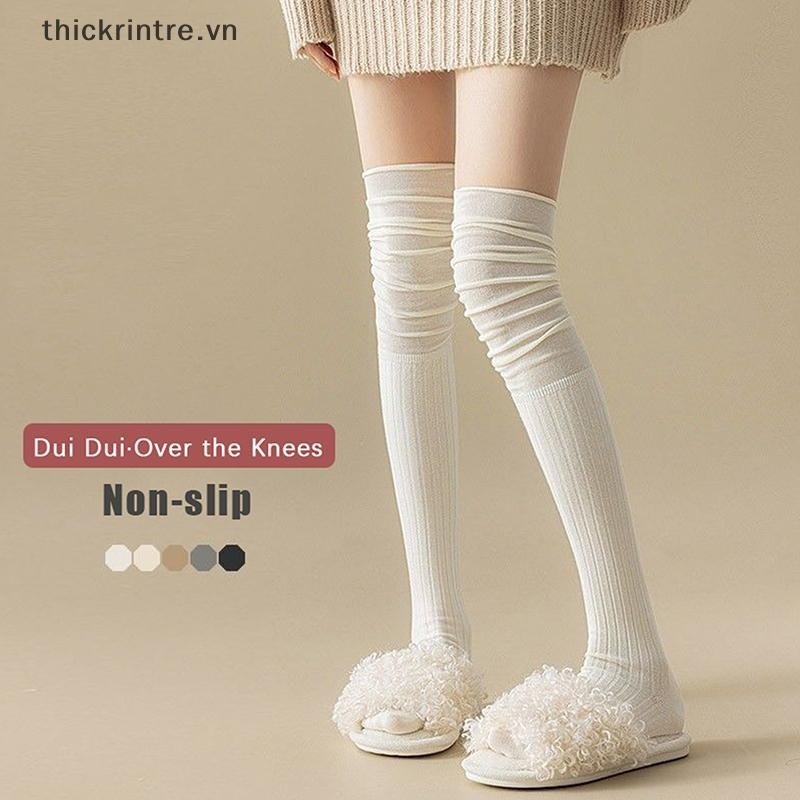 Thi Màu Trơn Đùi Cao Cấp Nữ Hợp Thời Trang Trên Đầu Gối Nữ Tất Dài Giữ Nhiệt Cotton Cao Ống Legging VN