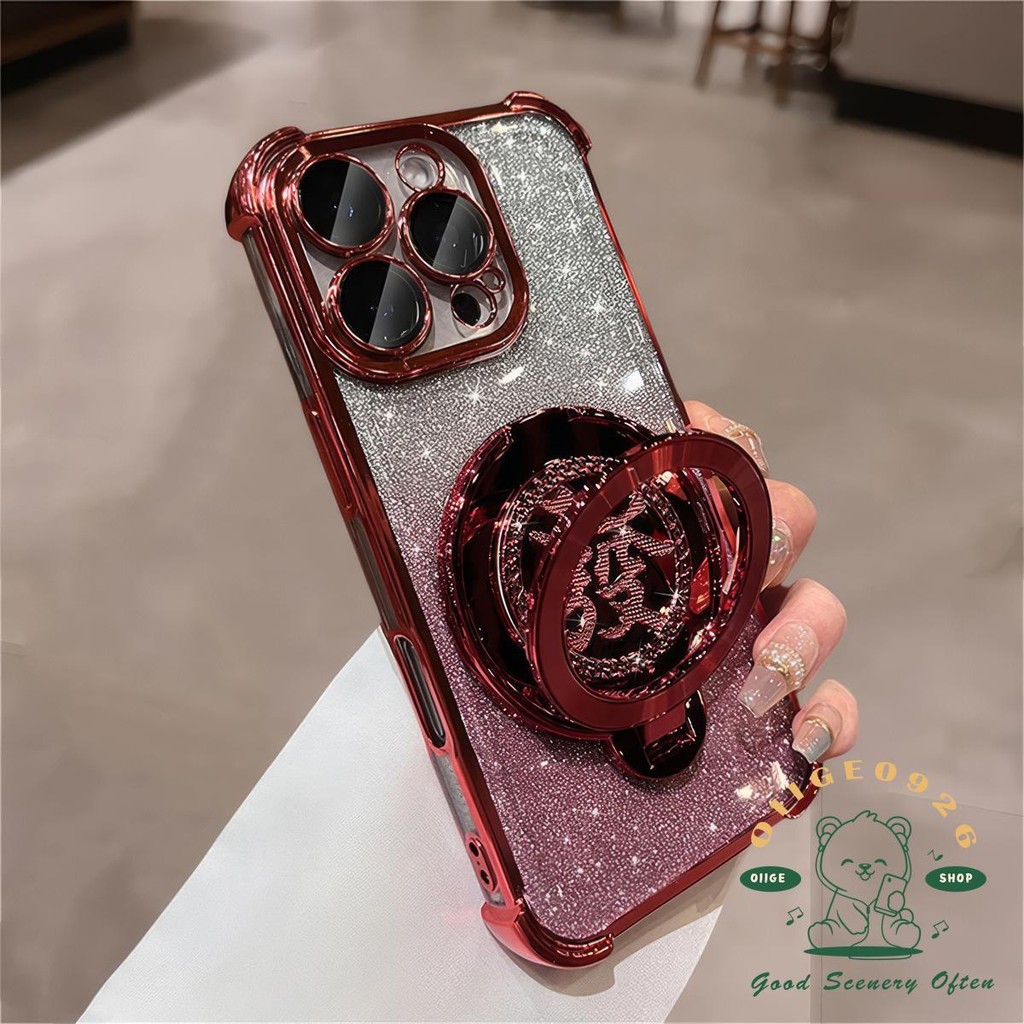 Năm Mới Màu Đỏ Giàu Giá Đỡ Từ Tính Ốp Lưng Điện Thoại iphone16 Pro Max 15 14 13 12 11 Vỏ Cho iPhone Vỏ Silicon Mềm TPU Chống Sốc