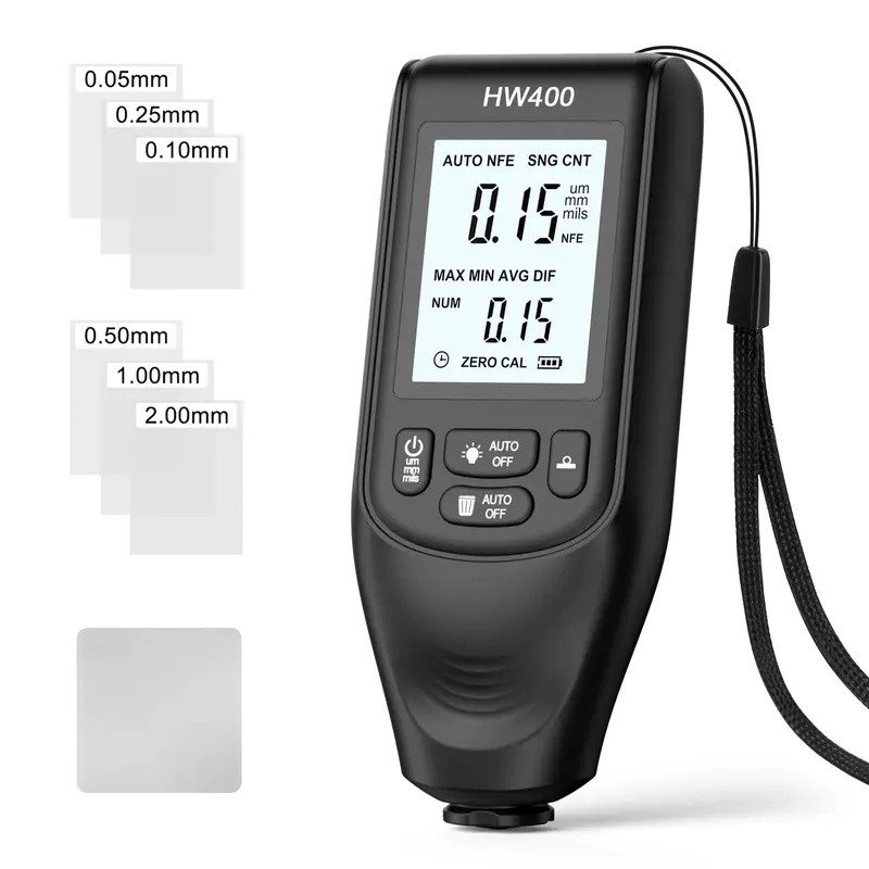 Máy đo độ dày lớp phủ ô tô HW400 0,1micron / 0 2000um Máy đo độ dày màng sơn ô tô Công cụ đo lớp phủ Fe & NFe