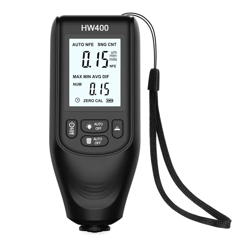 Máy đo độ dày lớp phủ ô tô HW400 0,1micron / 0 2000um Máy đo độ dày màng sơn ô tô Công cụ đo lớp phủ Fe & NFe
