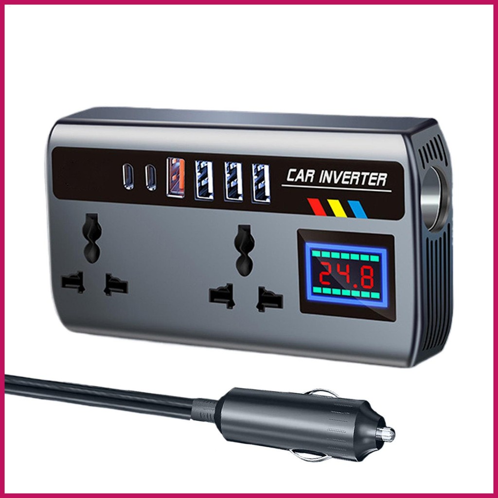 Bộ sạc ô tô Biến tần Bộ chuyển đổi ô tô 12V / 24V sang 220V 2 Đầu ra AC Bộ chuyển đổi phích cắm xe hơi Ổ cắm 3 cổng USB cho Air pomervn