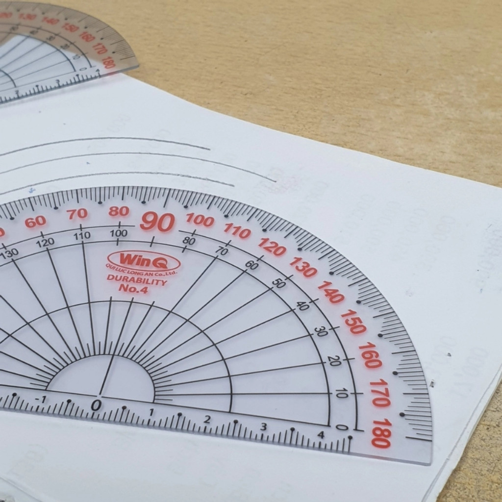 Thước đo độ, đo góc, thước nửa hình tròn cỡ lớn QUI LỰC WINQ No.8 18cm.