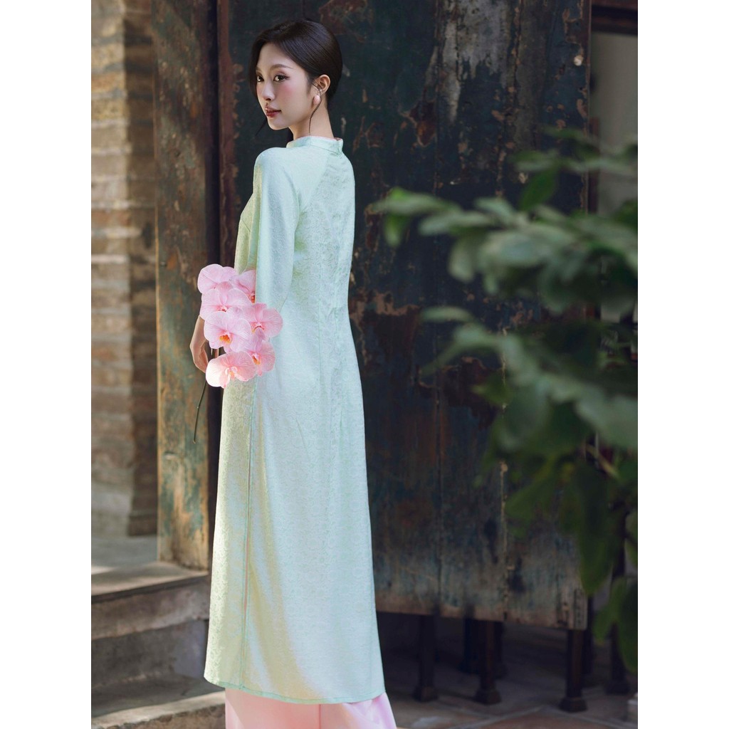 Ảnh JOVEN Áo Dài Nữ Minh Khuê Cổ Trụ Họa Tiết Hoa Chìm Trên Bề Mặt Thanh Lịch (KHÔNG KÈM QUẦN) 1