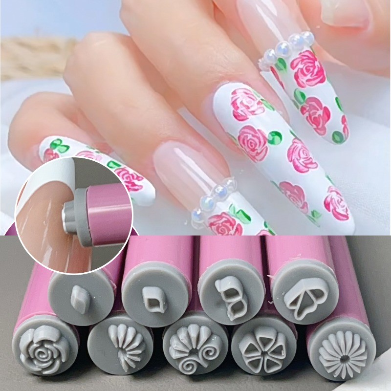 10 Cái / bộ Nail Art Seal Pen - Tem Móng Tay Họa Tiết Bướm Hoa - Dụng Cụ Vẽ Móng Tay - Bút Vẽ Graffiti Làm Móng Tay - Phụ Kiện Thủ Công DIY