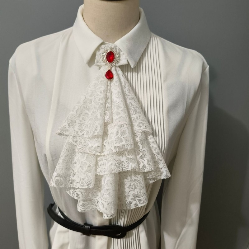 Dassbsug Vintage Gothic Victoria Kim Cương Giả Ruffle Ren Jabot Cổ Quần Áo Phụ Kiện