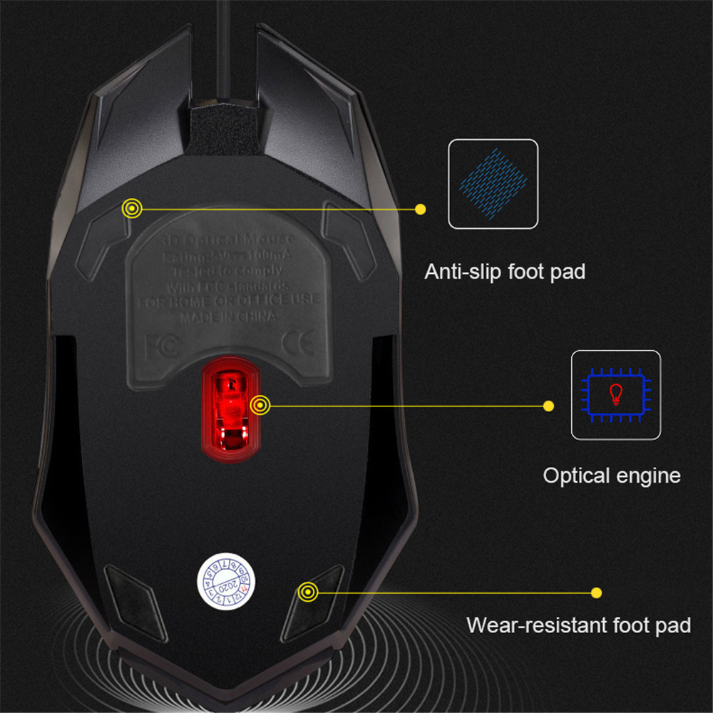 [Sẵn sàng] Chuột chơi Game có dây 7 màu Led Hỗ trợ đèn nền Chuột cáp Usb công thái học với trò chơi máy tính quang Chuột Pc