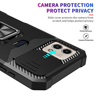 Dành Cho Motorola Moto G Stylus 5G 2023 Ốp Lưng Có Trượt Camera Bao Đựng Thẻ Nhẫn Chân Đế Chịu Lực Bảo Vệ Mỏng Bao Da