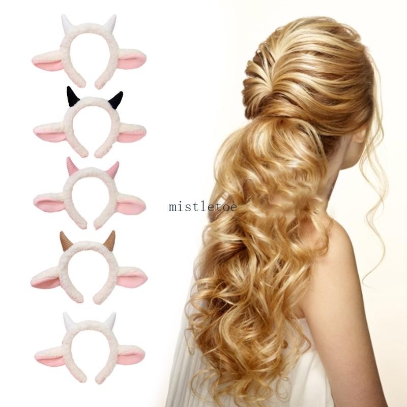MIS Hoạt Hình Sang Trọng Hairhoop Đáng Yêu Tai Cừu Băng Đô Quấn Tóc Mới Lạ Trang Phục Hóa Trang Đảng Đạo Cụ Mũ Đội Đầu Người Lớn Trẻ Em Accessorie