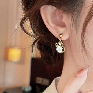 Pháp Thanh Lịch Tính Khí Hoa Kim Cương Giả Bông Tai Tinh Tế Hình Bầu Bông Tai Mới