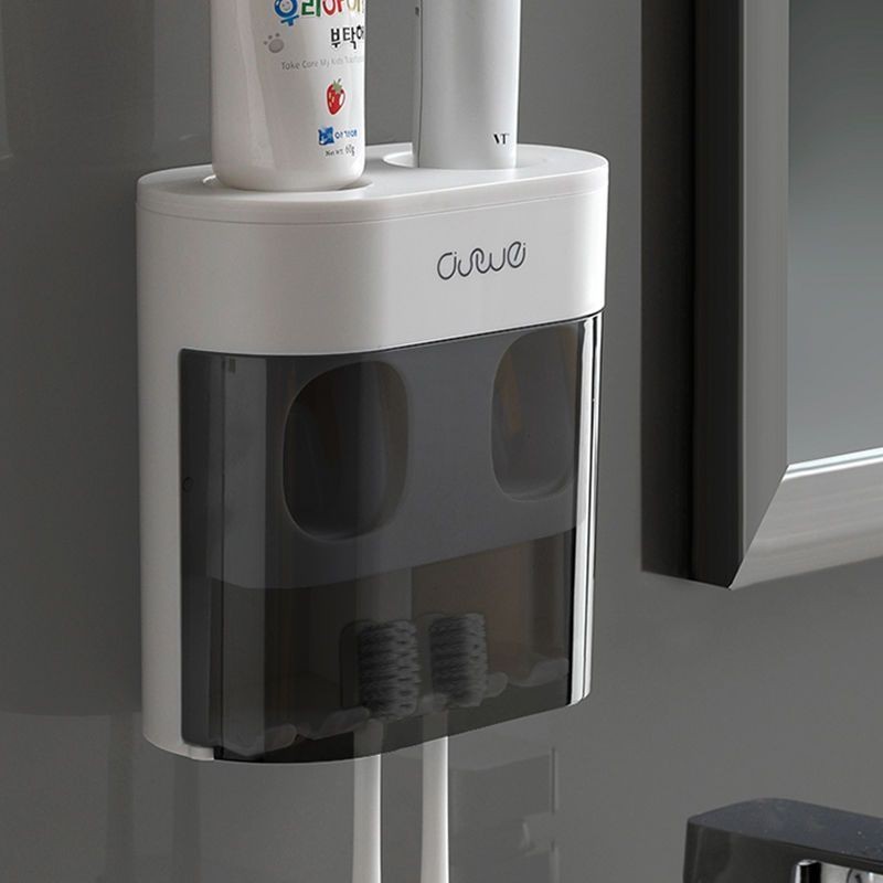 [92% Đánh giá tích cực] Bộ dụng cụ bóp kem đánh răng tự động, bộ giữ bàn chải đánh răng gắn tường cho phòng tắm