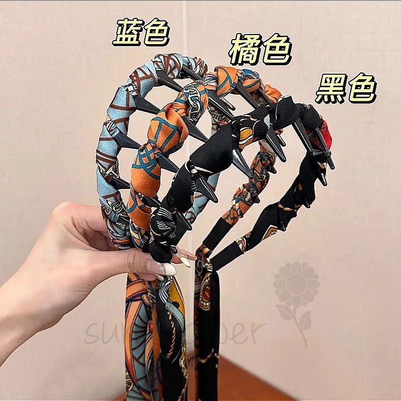 [hướng dương] Streamer Wave Băng đô cao Âm dương Hai dây đeo Retro