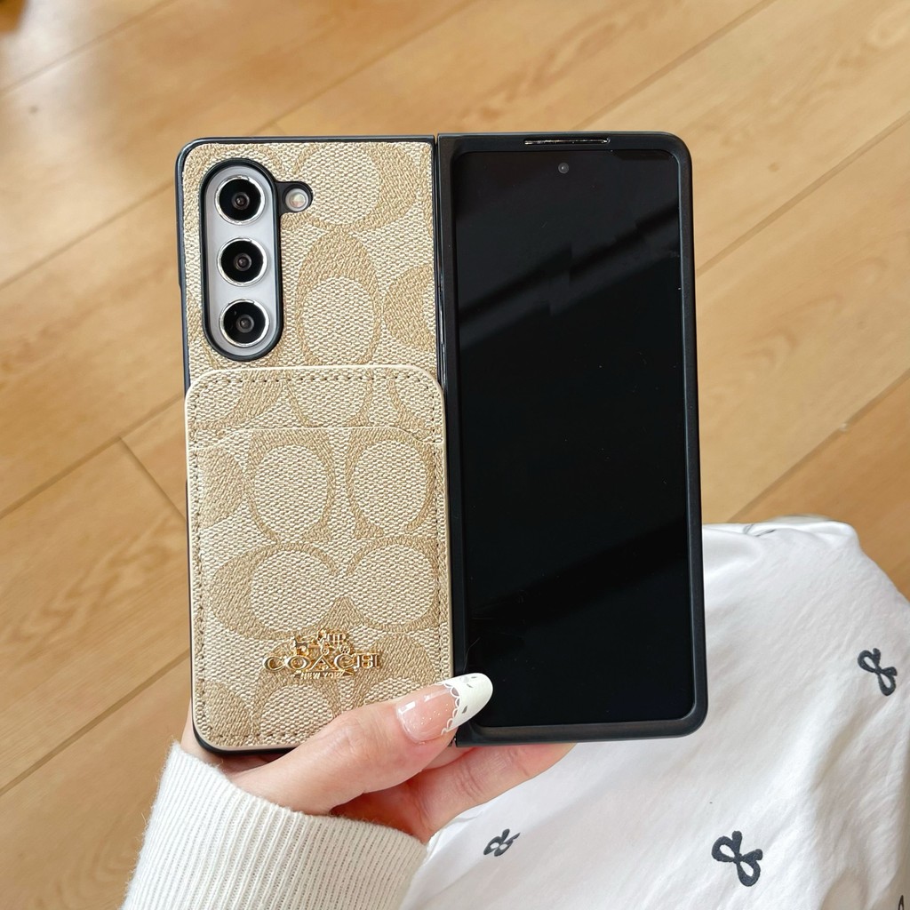 Ốp điện thoại gập sang trọng cao cấp cho Samsung Galaxy Z Fold 2 3 4 5 6 Vỏ độc đáo cổ điển cho Z Fold6 Với giá đỡ thẻ sang trọng Vỏ bảo vệ chống sốc