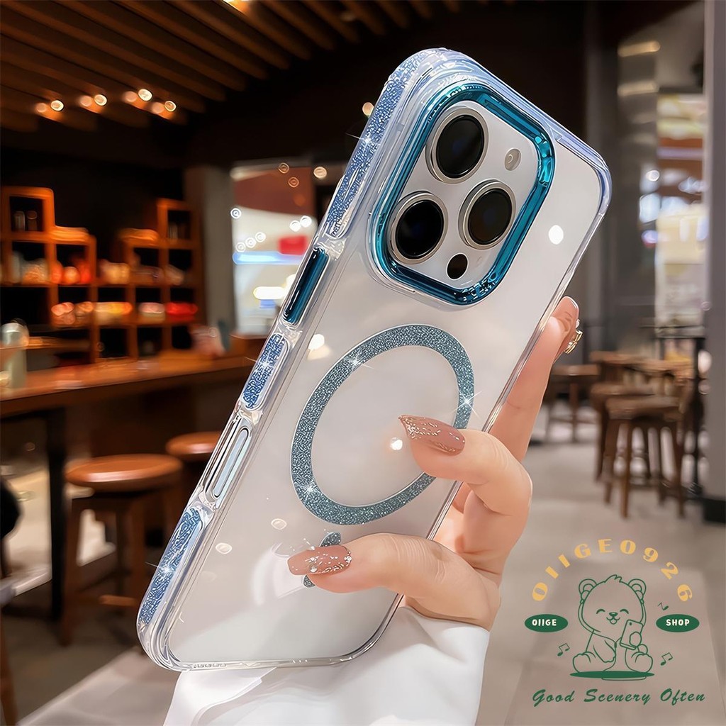 Ốp điện thoại từ tính lấp lánh trong suốt iphone16 Pro Max 15 14 13 12 11 vỏ cho vỏ iPhone vỏ mềm TPU chống sốc