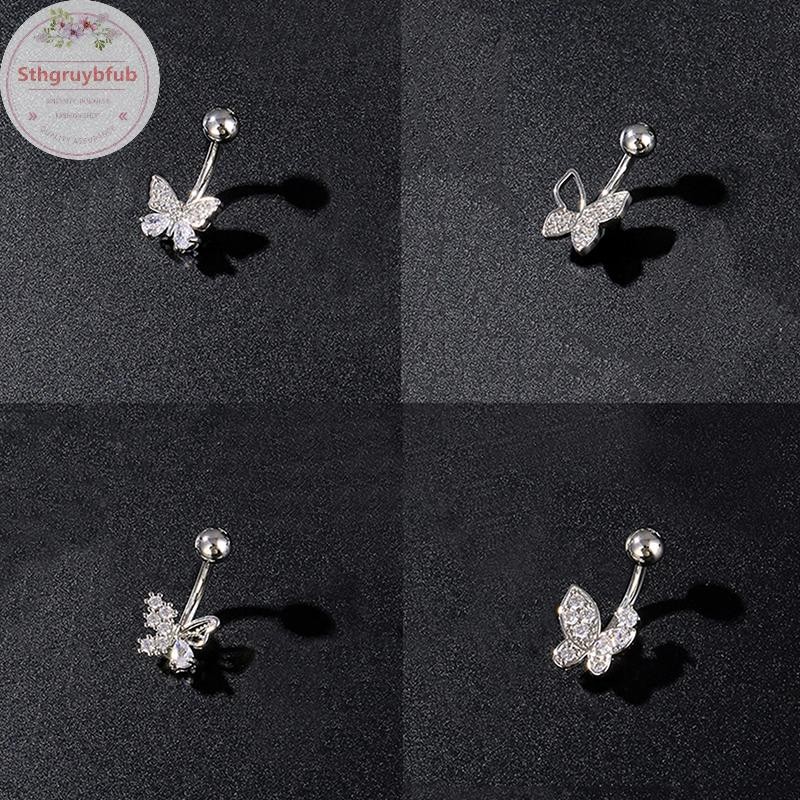 STHB Thời Trang Nơ Bụng Nút Nhẫn Thép Không Gỉ Zircon Rốn Xuyên Nhẫn Nữ Cô Gái Gợi Cảm Cơ Thể Trang Sức Quà Tặng VN