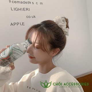Dây buộc tóc vải bồng bềnh Chồi accessories, scrunchies bản lớn voan lưới ánh nhũ tiểu thư nhẹ nhàng 18CM K342