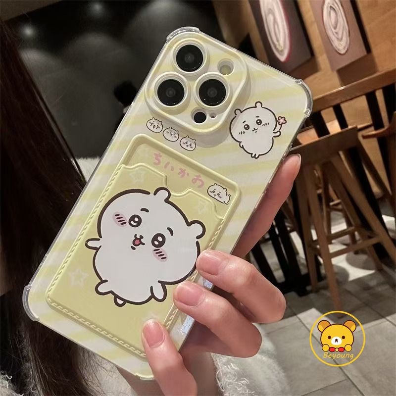 Vỏ Ví Chiikawa Hoạt Hình Cho iPhone 16E 16 Pro Max 15 14 Plus 13 12 Mini 11 Pro Max X XR XS Max 8 7 6 6s Plus SE2 SE3 Vỏ Điện Thoại Dễ Thương Đựng Thẻ Cặp Đôi Vỏ Mềm Chống Rơi