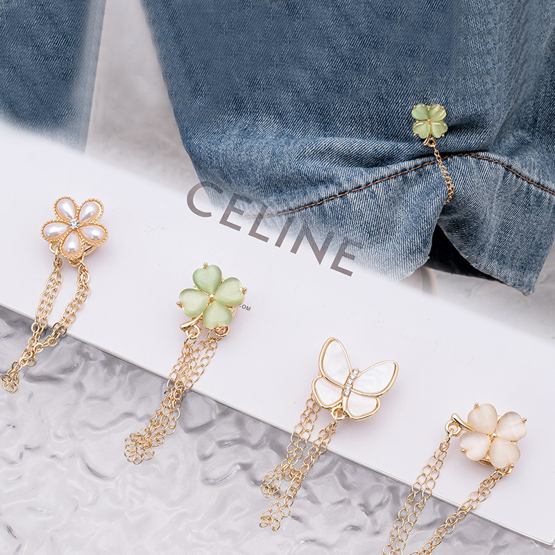 [YUNYUAN] Chân quần bướm mới Chuỗi kẹp cố định không có đường may Điều chỉnh chiều dài Hút từ tính Không cuộn quần dài và ngắn Hiện vật Áo ngắn