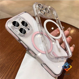 Ốp điện thoại từ tính Crystal Clear Shield mới cho IPhone 16 Pro Max 13 14 15 Pro Max Plus Vỏ silicon mềm trong suốt