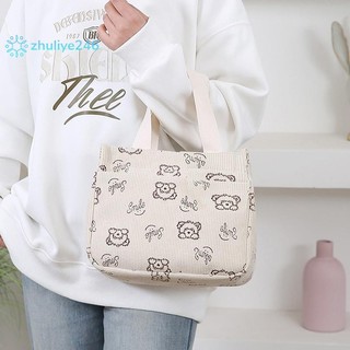 < zhuliye246 > Túi xách vải nhung in hình hoạt hình dễ thương Túi xách đa năng nhân viên văn phòng Bữa trưa Túi Tote Bento