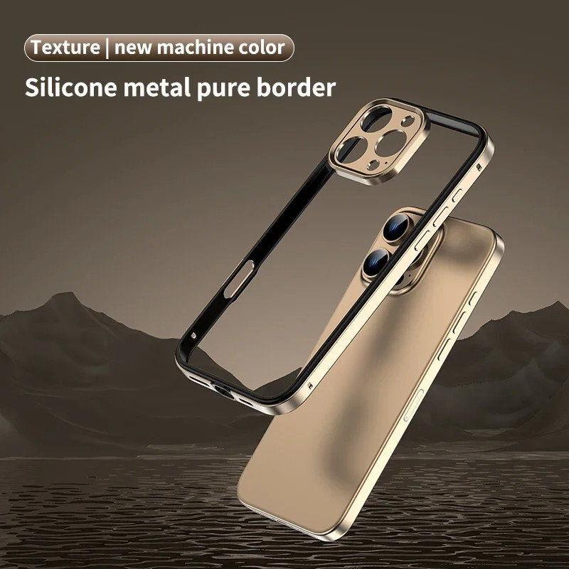 Bảo Vệ Camera + Khung Silicon Lai Nhôm Kim Loại Ốp Lưng Điện Thoại iPhone 17 16 Pro Max 15 14 13 Ốp Lưng Nhiệt Tốt Hơn