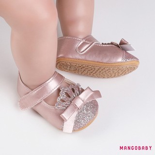 Mg-baby Girls Mary Jane Flats Long Lanh Thái Nơ Đầm Giày Chống Trơn Trượt Sơ Sinh Cũi Giày
