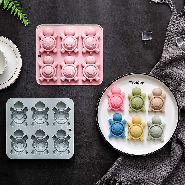 6 Khoang Khuôn Silicon Hình Rùa Thạch Sô Cô La Pudding Khuôn Đá Viên Epoxy Khuôn Hướng Dẫn Dán Khuôn DIY Khuôn Nướng Bánh