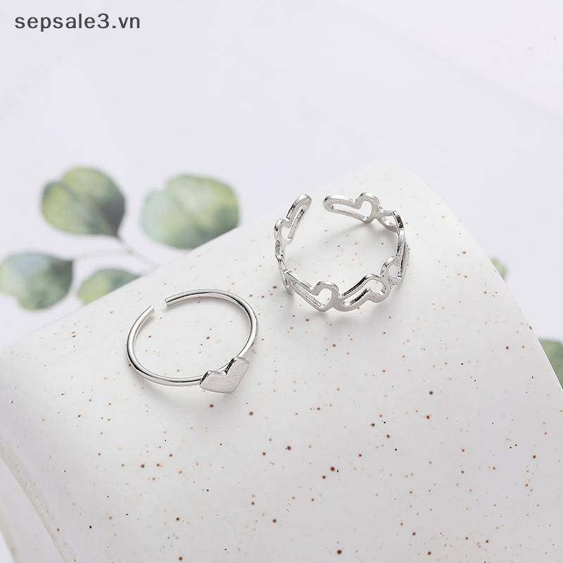 # VN # 2 Chiếc Nhẫn Trái Tim Tình Yêu Rỗng Thời Trang Nhẫn Hình Học Cá Tính Mở Nhẫn Niche Nhẫn Ngón Tay Trang Sức Thời Trang Nhẫn Quà Tặng.