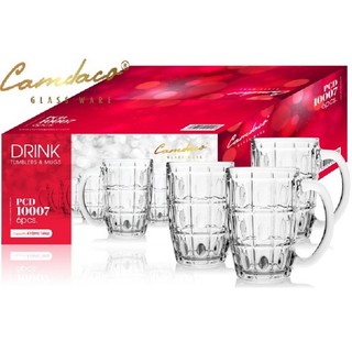 Bộ 12 Ly Thủy Tinh Uống Bia Có Quai PCD10007 375ML – Cẩm Đạt