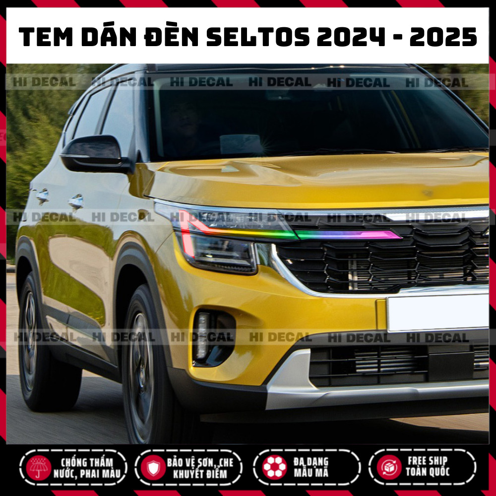 Tem dán đèn Seltos 2024 - 2025 Form Mới, tem dán đèn Seltos điểm nhấn chống nước bền màu