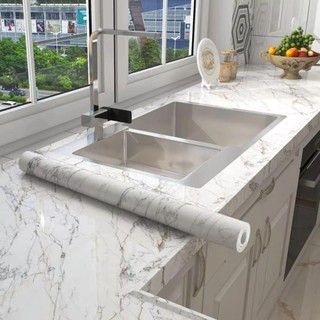 Giấy dán tường gạch JKDESIGN, Miếng dán tường mặt bàn bếp 60cmx2m chống dầu, Phim cải tạo bếp bằng đá cẩm thạch chống thấm nước bền bỉ